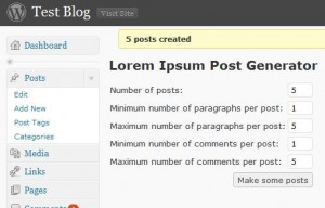 Screenshot of the Lorem Ipsum Post Generate Plugin